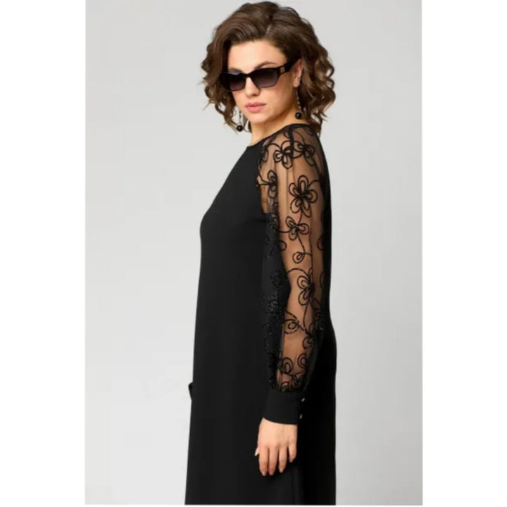 Damernes elegante knælange formal dresses blondeermer A-linje