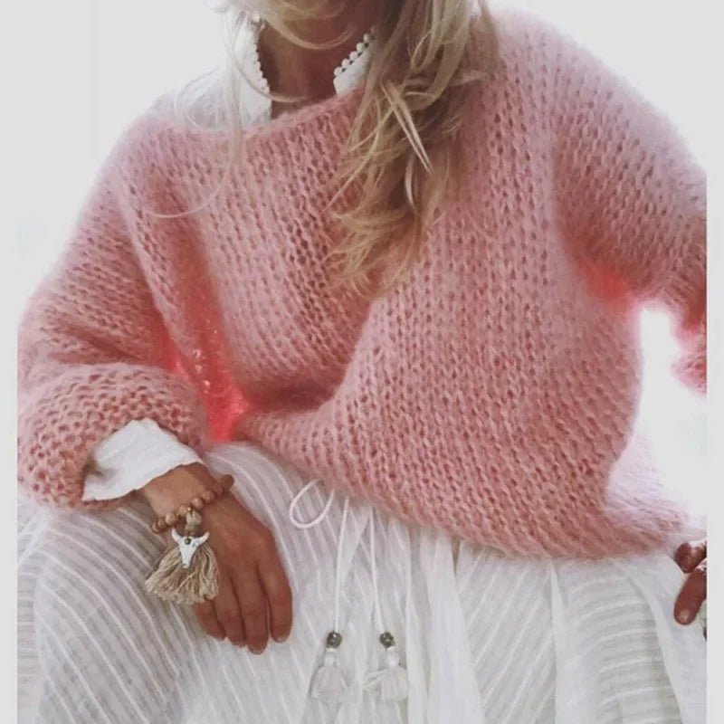 Damernes Fluffy Strikket Oversized Rund-Hals Sweater