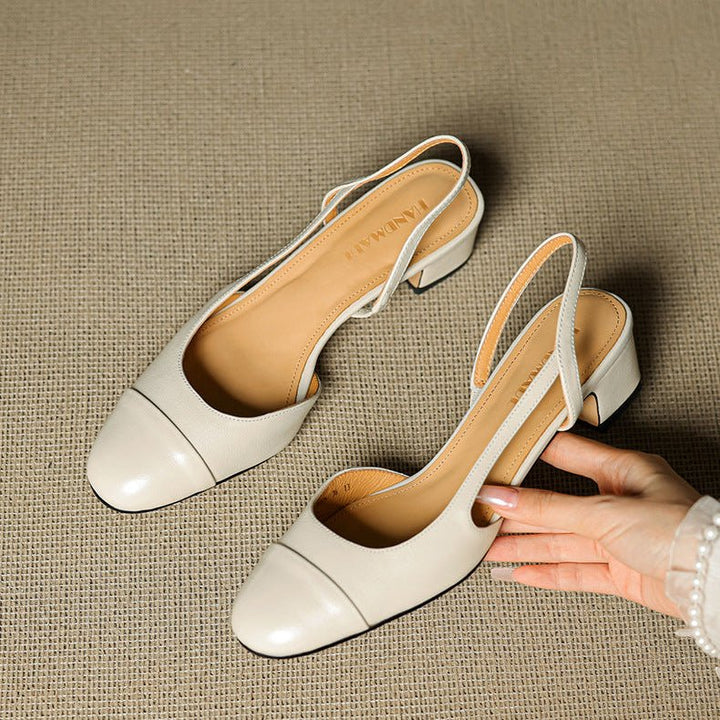 Damernes Ægte Læder Slingback Pumps med Mandelspids