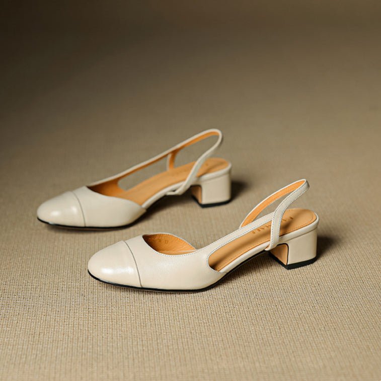 Damernes Ægte Læder Slingback Pumps med Mandelspids