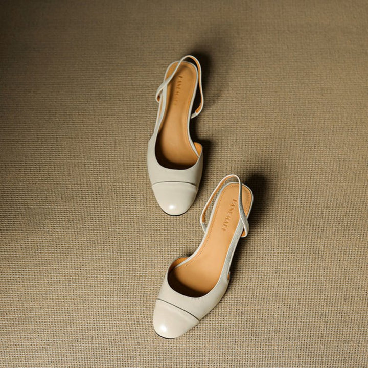 Damernes Ægte Læder Slingback Pumps med Mandelspids
