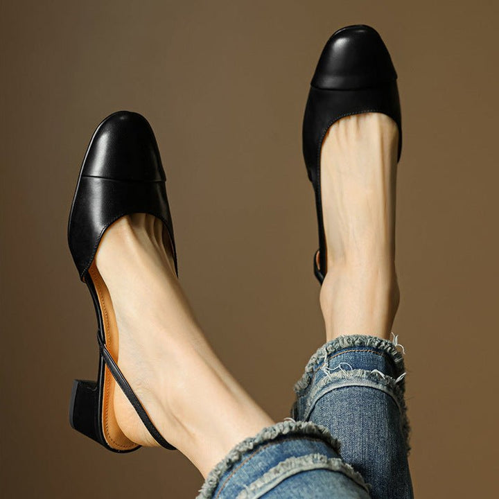 Damernes Ægte Læder Slingback Pumps med Mandelspids