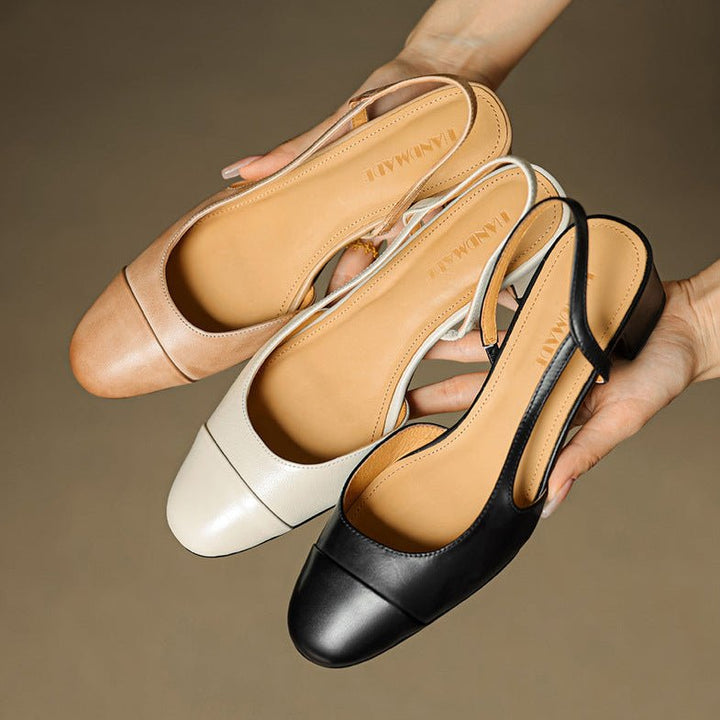 Damernes Ægte Læder Slingback Pumps med Mandelspids