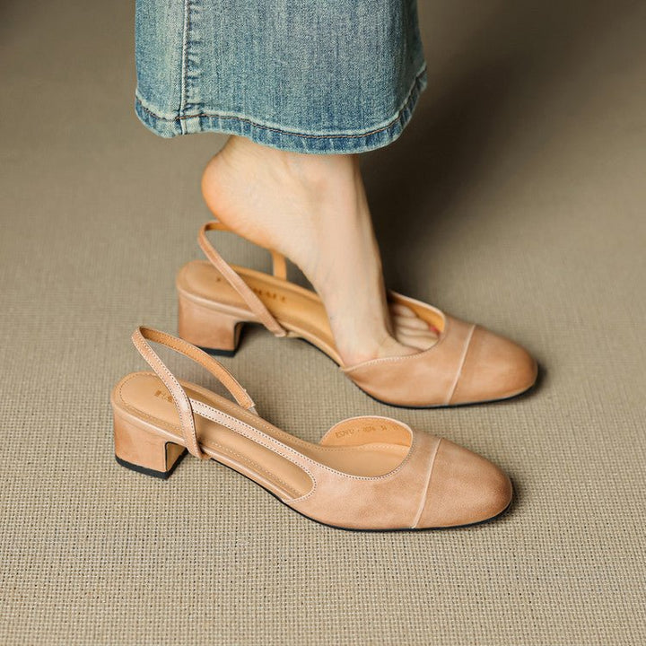 Damernes Ægte Læder Slingback Pumps med Mandelspids