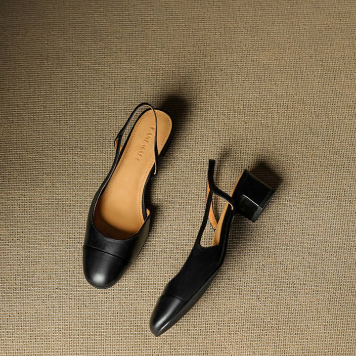 Damernes Ægte Læder Slingback Pumps med Mandelspids
