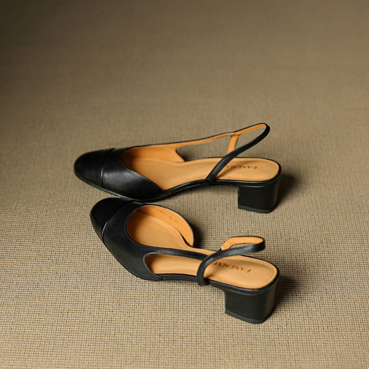 Damernes Ægte Læder Slingback Pumps med Mandelspids