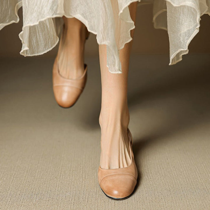 Damernes Ægte Læder Slingback Pumps med Mandelspids