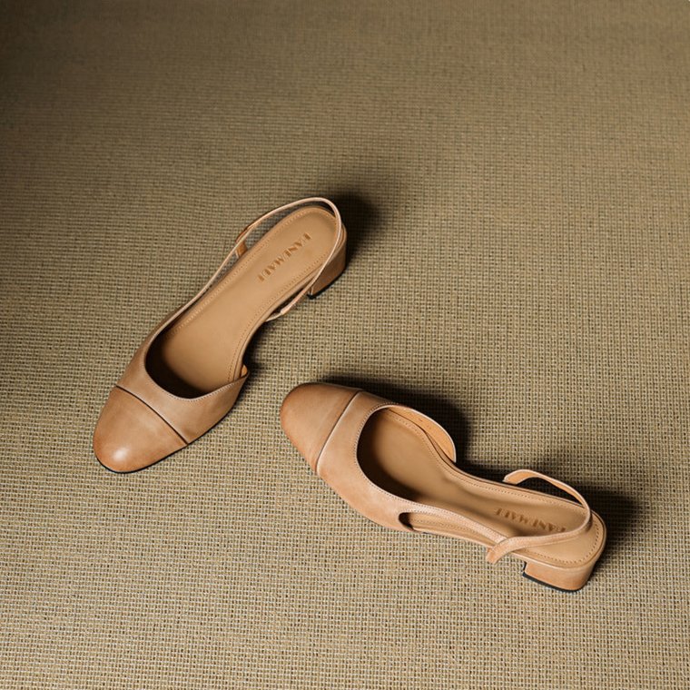 Damernes Ægte Læder Slingback Pumps med Mandelspids