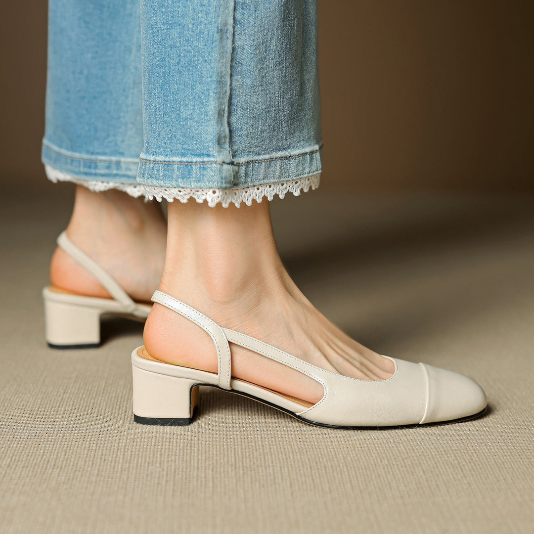 Damernes Ægte Læder Slingback Pumps med Mandelspids