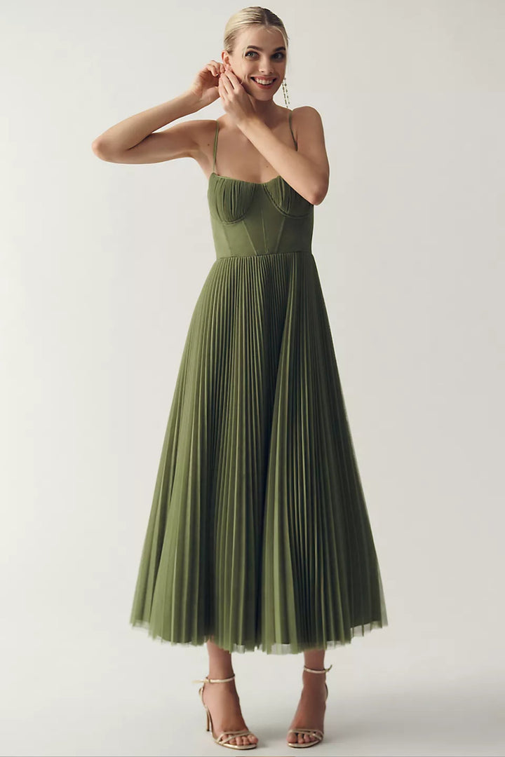 Damernes Plisseret Korset Midi Slip-kjole