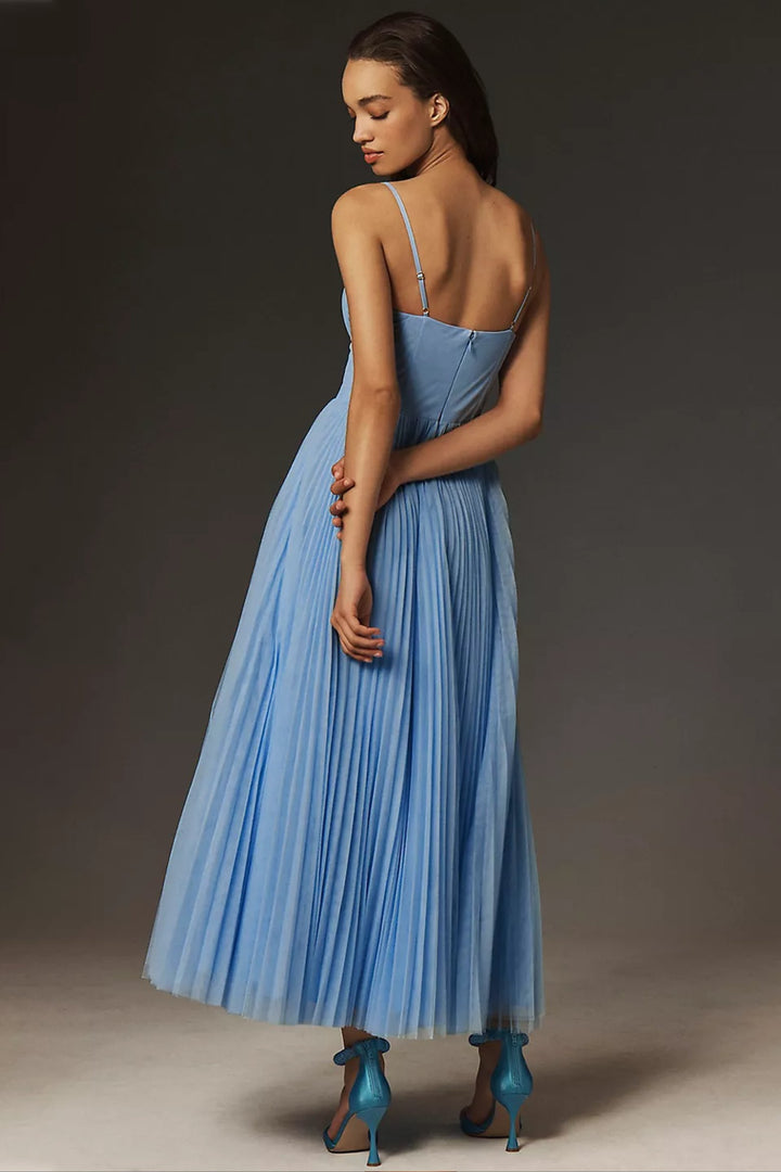 Damernes Plisseret Korset Midi Slip-kjole