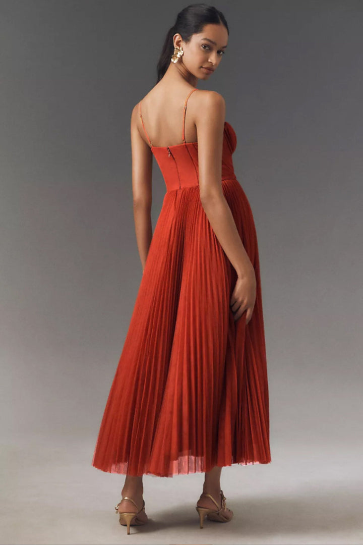 Damernes Plisseret Korset Midi Slip-kjole