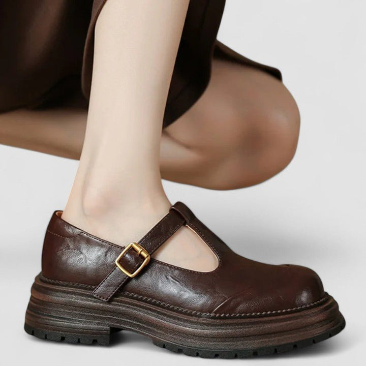 Damernes Retro Chunky Platform T-bar Mary Jane Sko