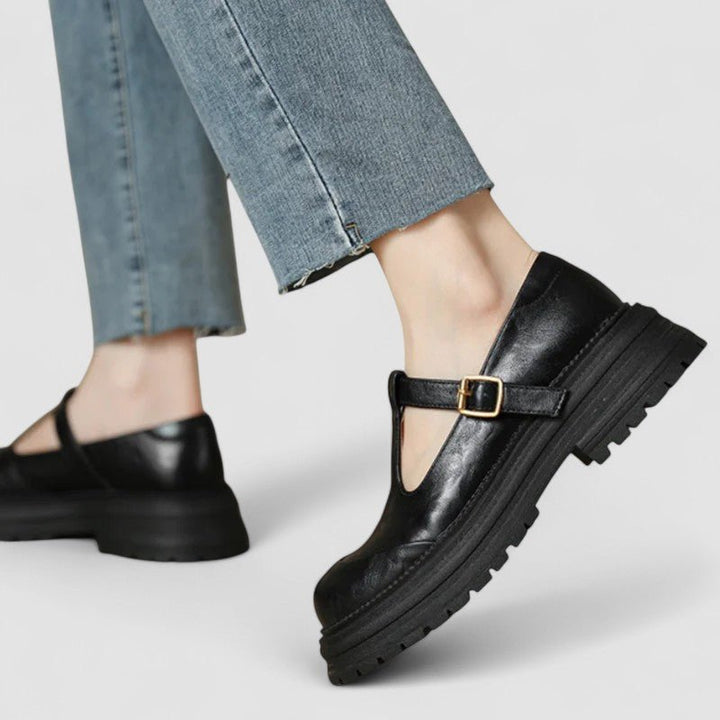 Damernes Retro Chunky Platform T-bar Mary Jane Sko