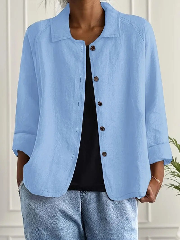 Damers Afslappet Langærmet Knaplukning Blazer Jakke - Light Blue