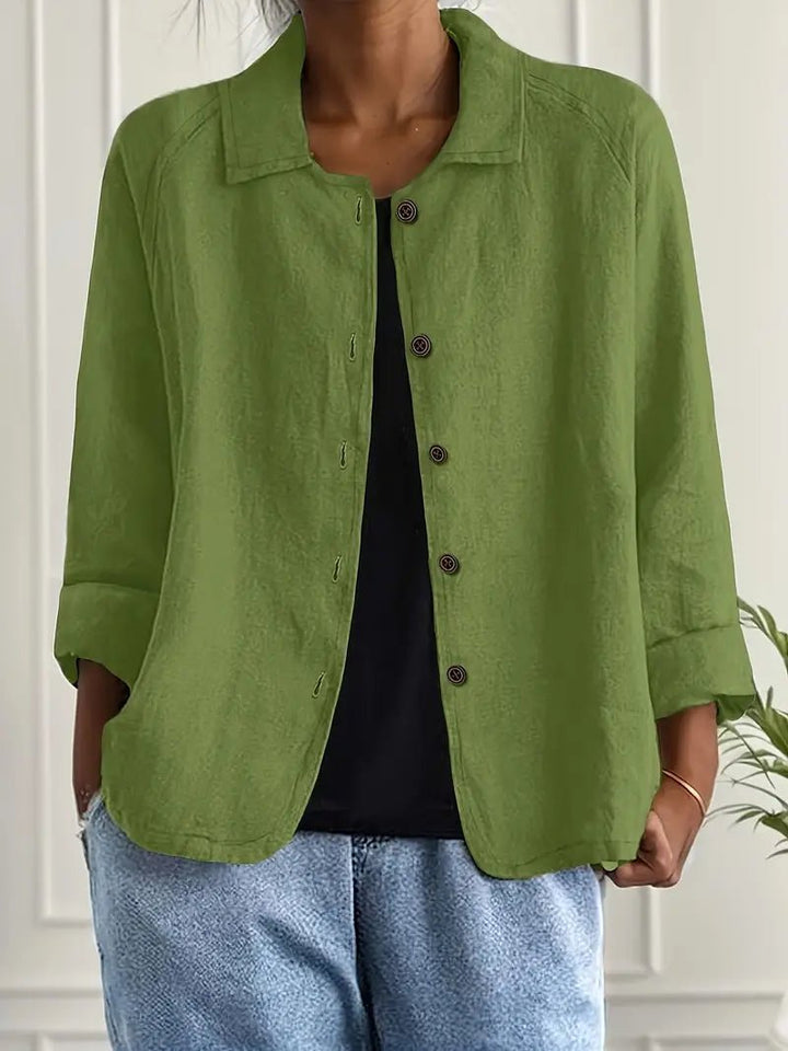 Damers Afslappet Langærmet Knaplukning Blazer Jakke - Green
