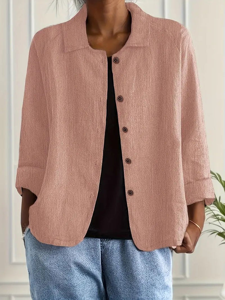Damers Afslappet Langærmet Knaplukning Blazer Jakke - Pink