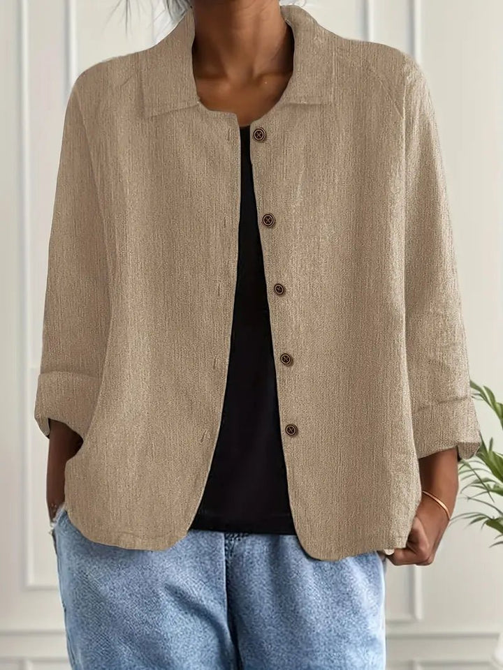 Damers Afslappet Langærmet Knaplukning Blazer Jakke - Khaki