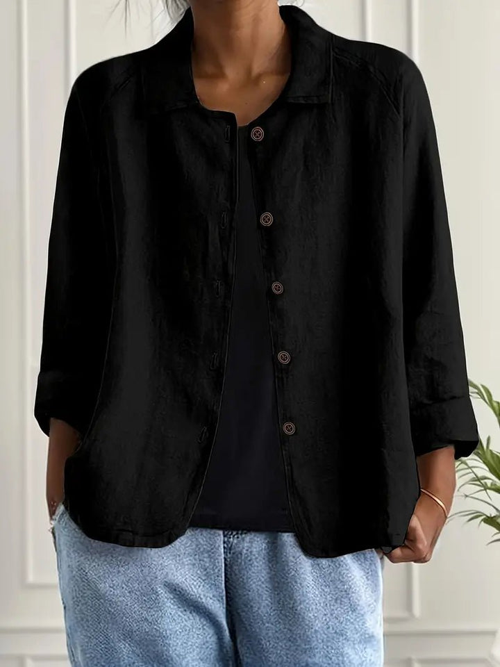 Damers Afslappet Langærmet Knaplukning Blazer Jakke - Black