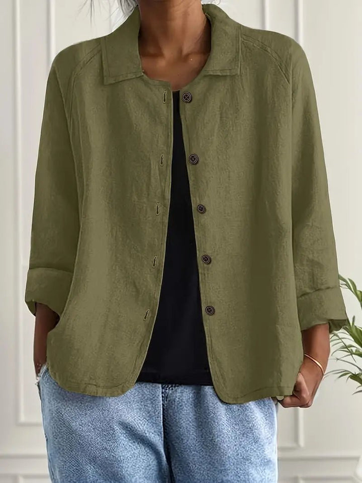 Damers Afslappet Langærmet Knaplukning Blazer Jakke - Dark Green