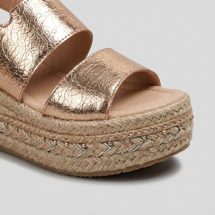 Damers Åben-Tå Espadrille Platform Sandaler Metalskinds Spænde