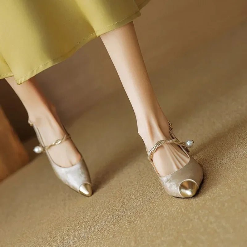 Damers Blomsterjacquard Spidstå Kitten Heel Slingback Pumps