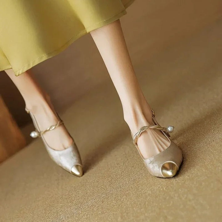 Damers Blomsterjacquard Spidstå Kitten Heel Slingback Pumps