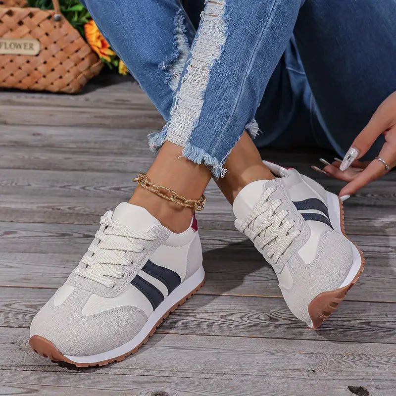Damers Ortopædiske Snøre-Sneakers Hverdagssko med Støddæmpende Sål - Navy