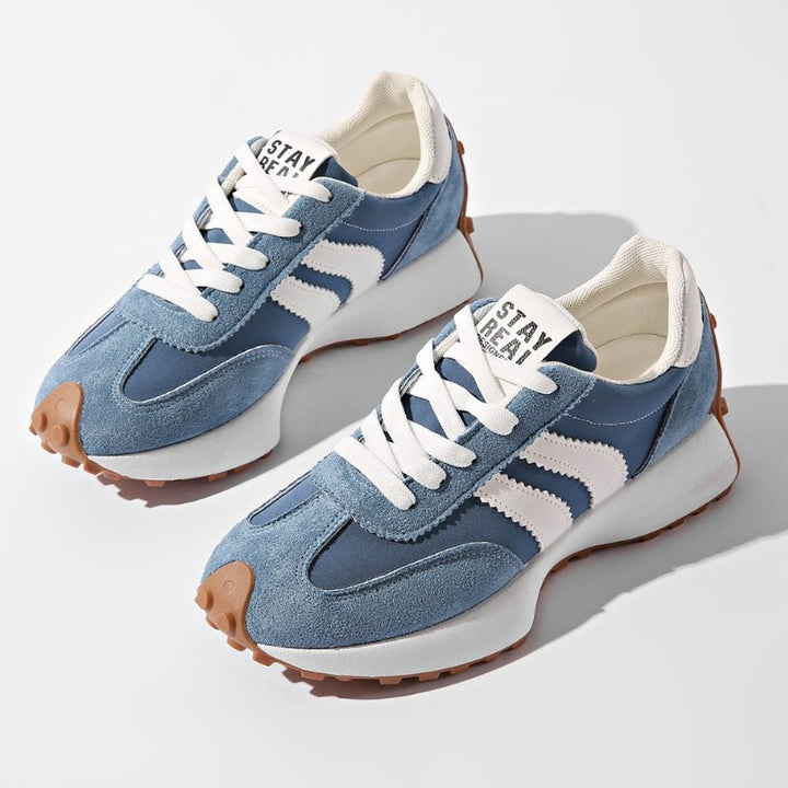 Damers Retro Platform Chunky Sneakers med Snørebånd - Blue