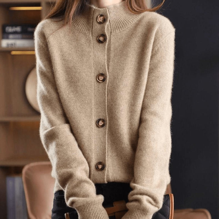 Dames Blød Cashmere Knap-cardigan Rund Hals