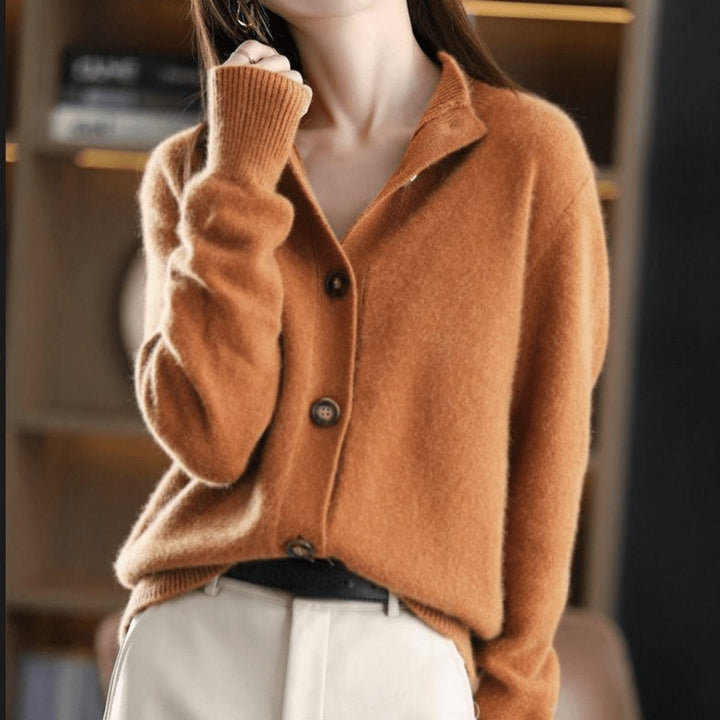Dames Blød Cashmere Knap-cardigan Rund Hals