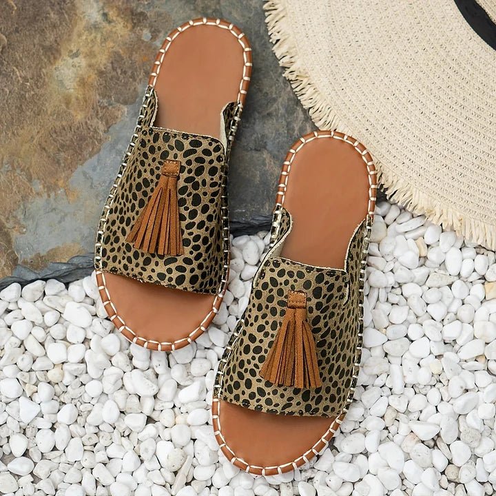 Damesandaler Bohemisk Mønster Kvast Slip-On Flade
