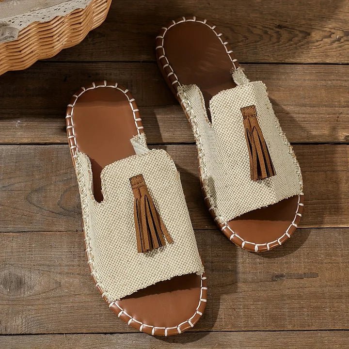 Damesandaler Bohemisk Mønster Kvast Slip-On Flade