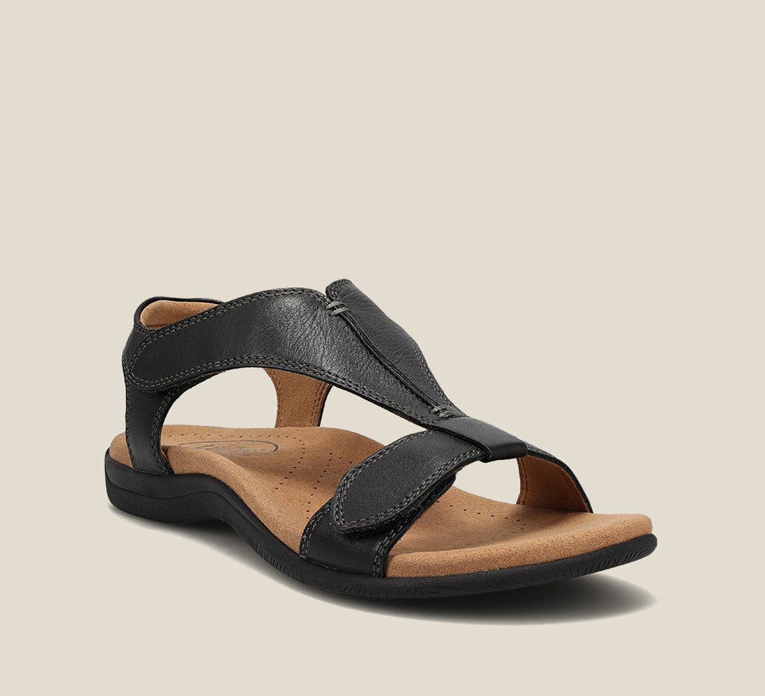 Damesandaler Justerbare Remme Åben Tå Comfort - Black