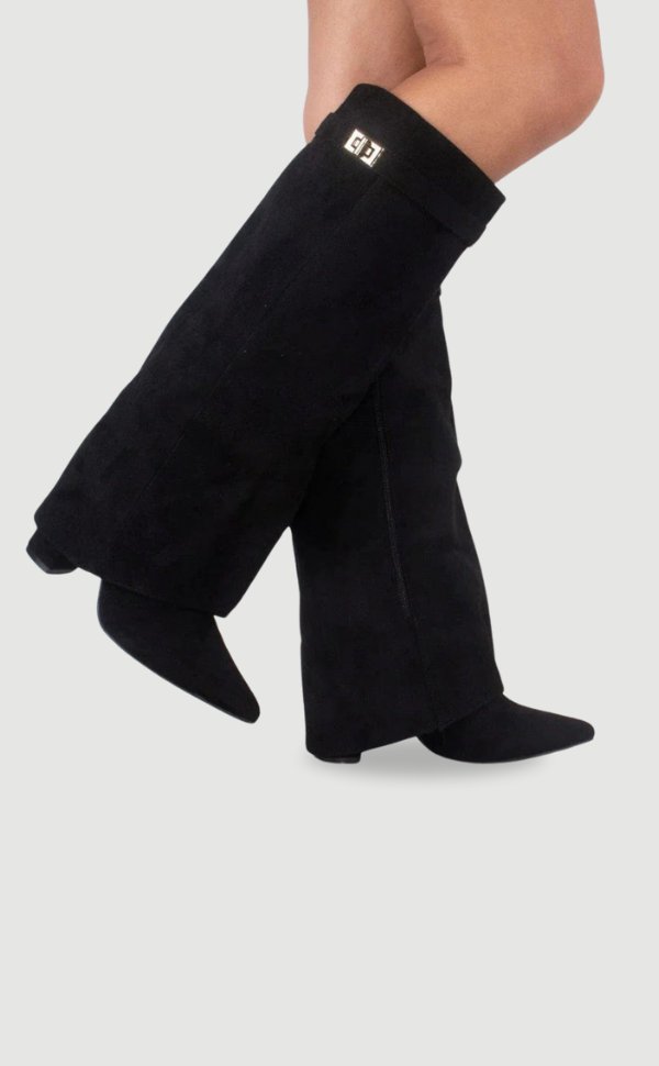 Damestøvler Suede Elegante Høje Støvler - Schwarz Wildleder