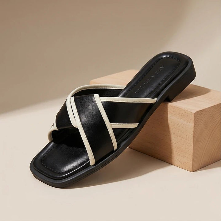 Fisherman Sandaler Kryds Remme Dame Slip-On Flade - Black