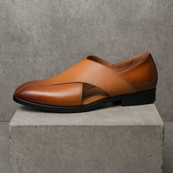 Fisherman Sandaler Læder Loafers Crossover Lukkede Tæer - Brown