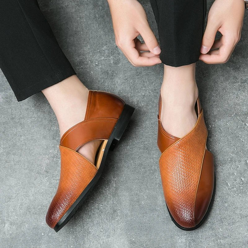 Fisherman Sandaler Læder Loafers Crossover Lukkede Tæer