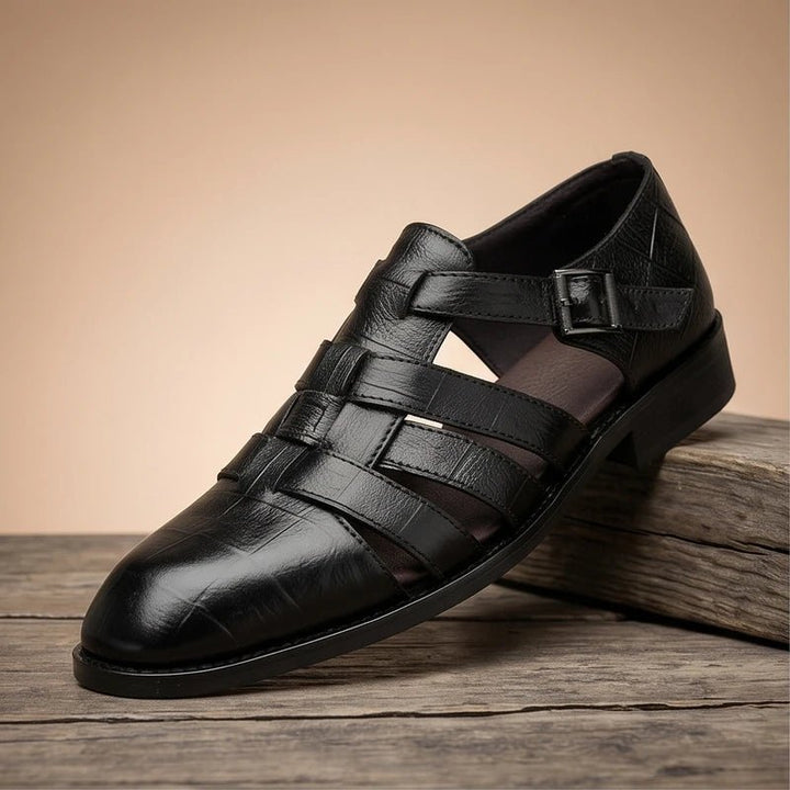 Fisherman Sandaler Læder Lukkede Tær Spænde - Black (Buckle)
