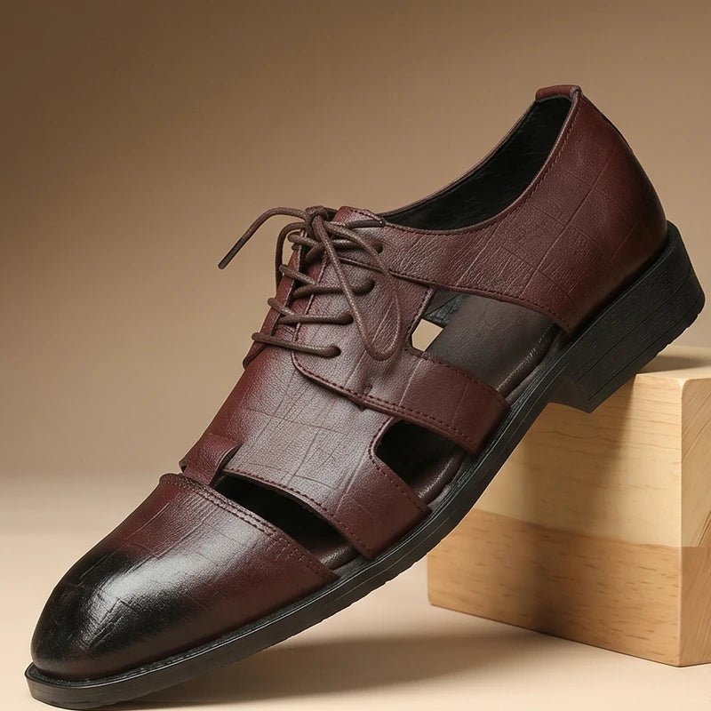 Fisherman Sandaler Læder Lukkede Tær Spænde - Brown (Lace-Up)