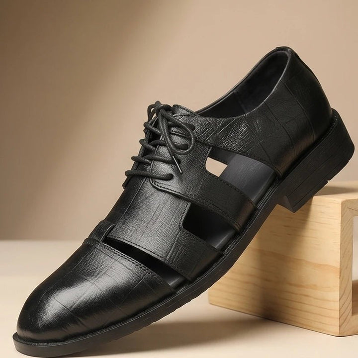 Fisherman Sandaler Læder Lukkede Tær Spænde - Black (Lace-Up)