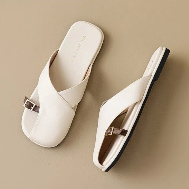 Fisherman Sandals Læder Kryds-Rem Flade Sandaler Kvinder