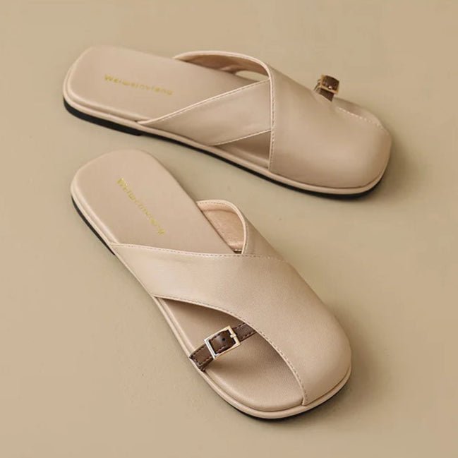Fisherman Sandals Læder Kryds-Rem Flade Sandaler Kvinder