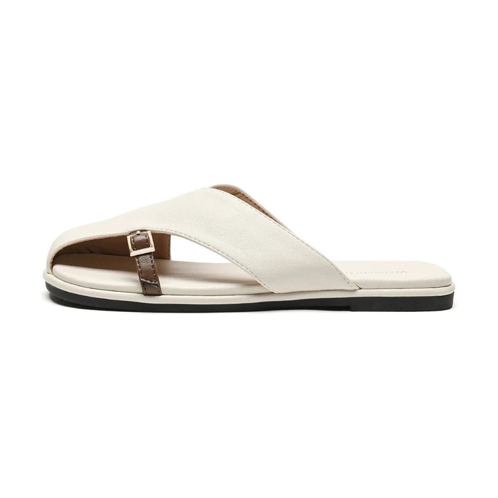 Fisherman Sandals Læder Kryds-Rem Flade Sandaler Kvinder