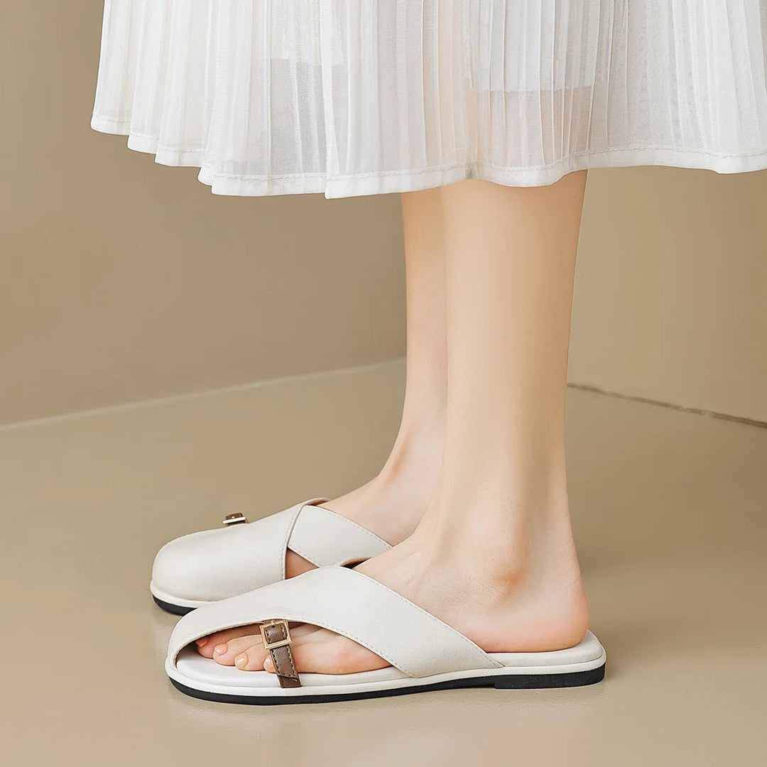 Fisherman Sandals Læder Kryds-Rem Flade Sandaler Kvinder