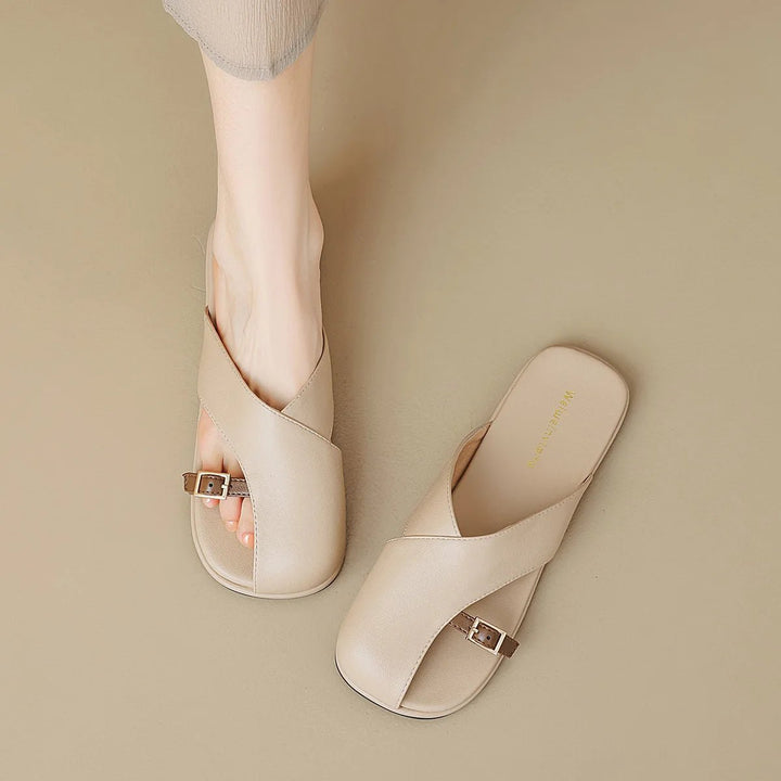 Fisherman Sandals Læder Kryds-Rem Flade Sandaler Kvinder