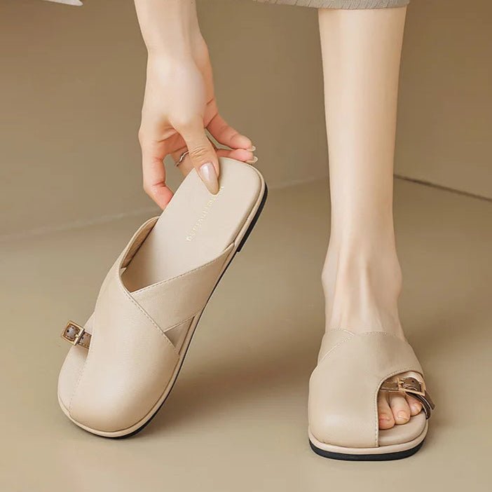 Fisherman Sandals Læder Kryds-Rem Flade Sandaler Kvinder
