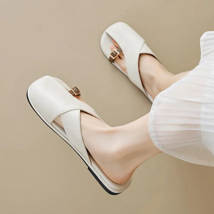 Fisherman Sandals Læder Kryds-Rem Flade Sandaler Kvinder