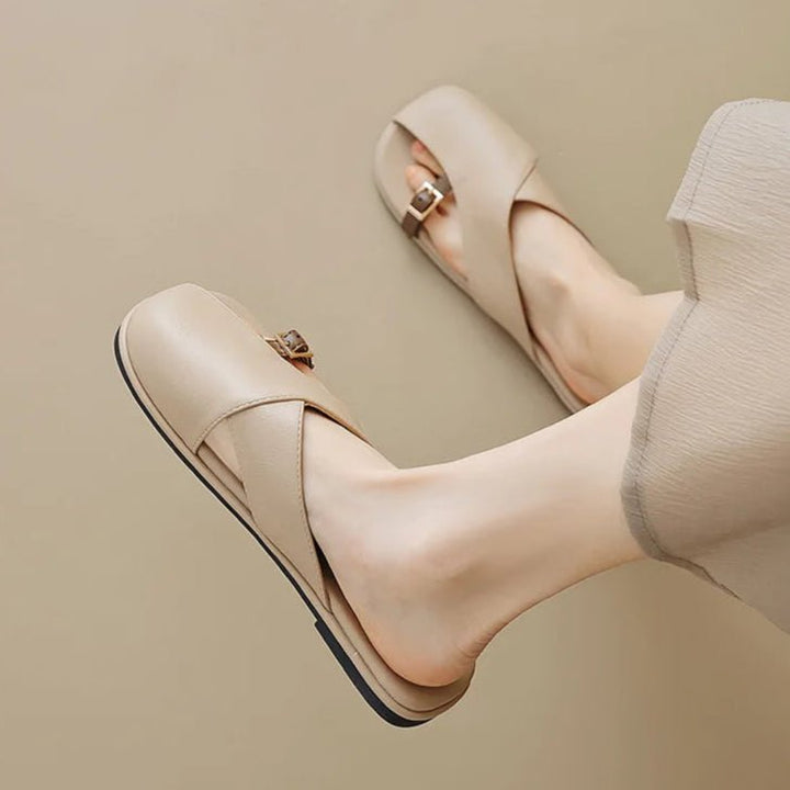 Fisherman Sandals Læder Kryds-Rem Flade Sandaler Kvinder