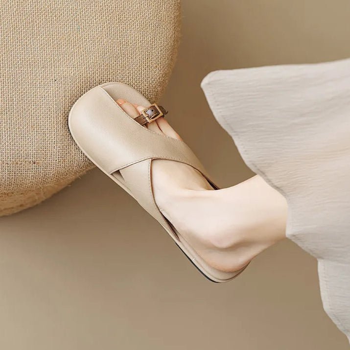 Fisherman Sandals Læder Kryds-Rem Flade Sandaler Kvinder